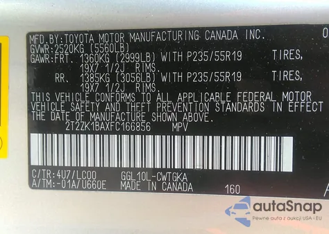 2015 Lexus Rx 350 из США, поврежденный, VIN 2T2ZK1BAXFC166856